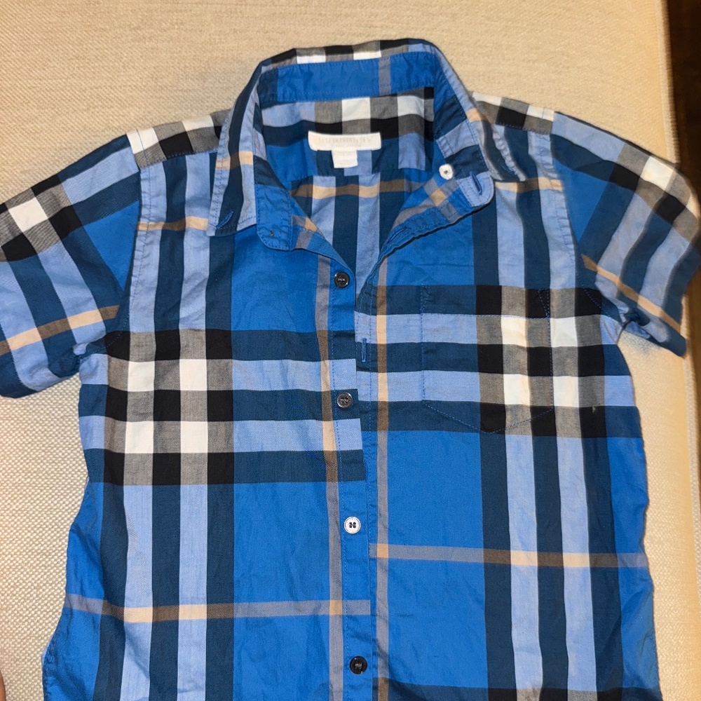 Burberry Blue Plaid Button-Down Shirt